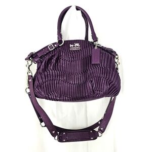 Coach Madison Gathered Leather Sophia Satchel In Plum Purple